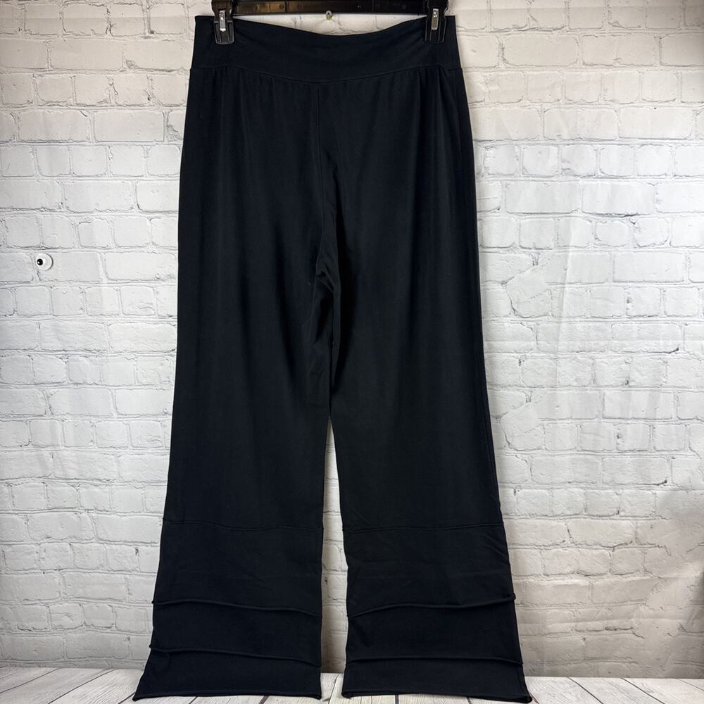 Matilda Jane XL Black Wide Leg Pants Artsy Boho Tiered Hem Relaxed Pull On - Picture 5 of 11